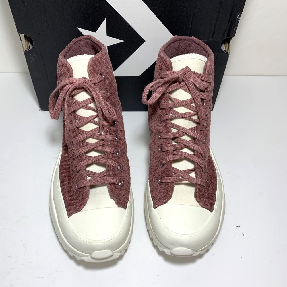 Converse Chuck Taylor Run Star Hike Platform Sneakers High Top Velour Dark Wine - Picture 5 of 8